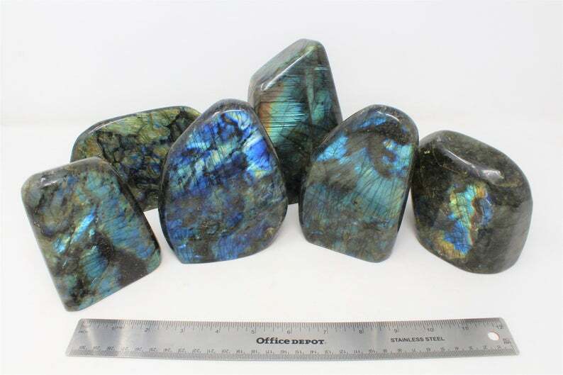 XS-XXL Labradorite Polished Freeform, Free Standing Cut Base, Specimens