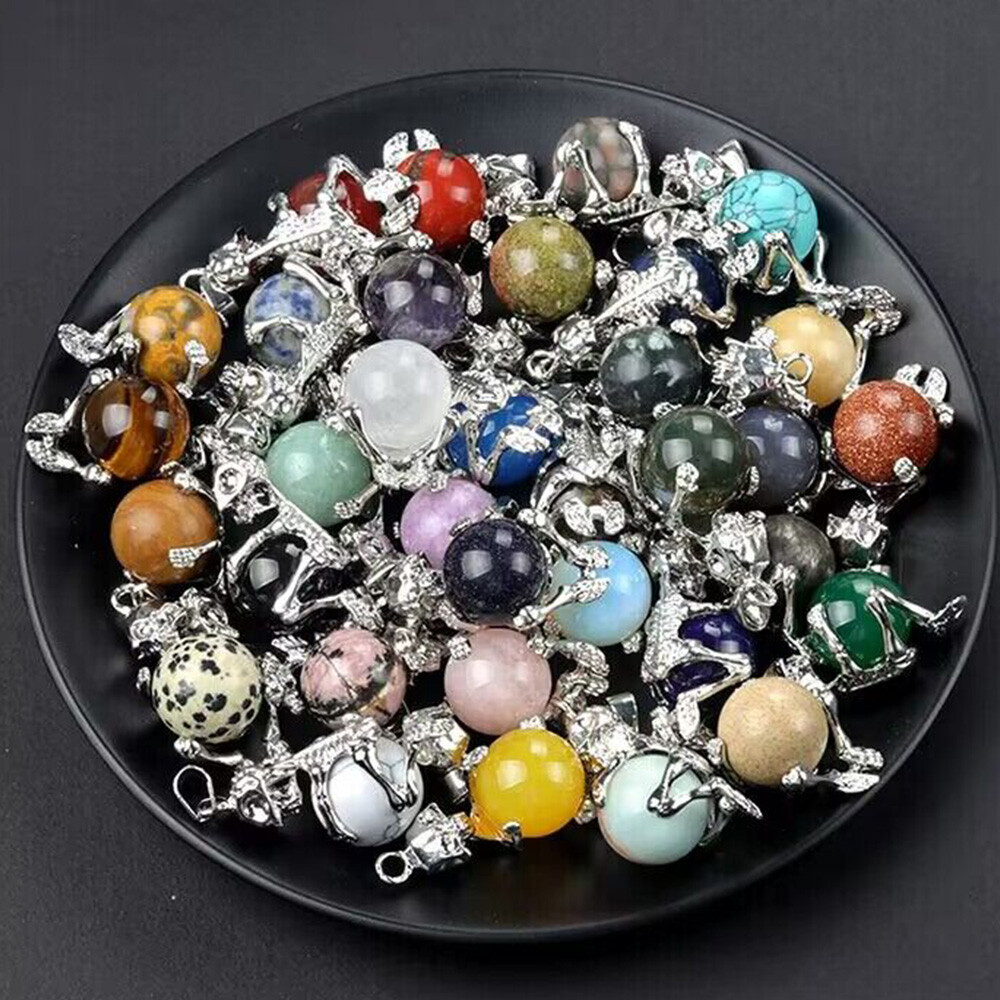 1x Crystal Bead Skeleton Pendant Ball Unisex Alloy Skull Necklace Gothic Healing
