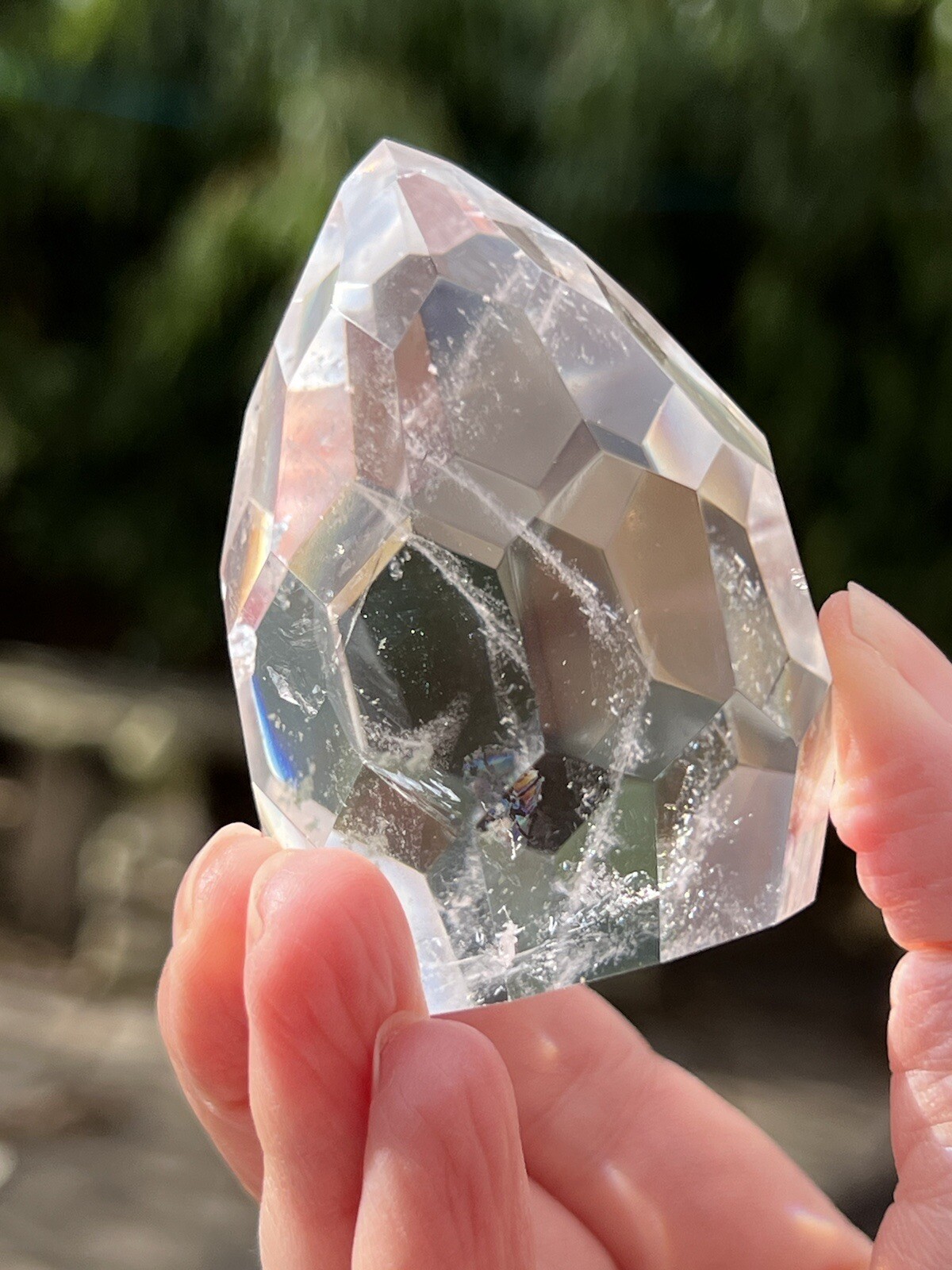 Clear Quartz Hand Faceted Large Crystal Droplet AAA+ Freestanding 13