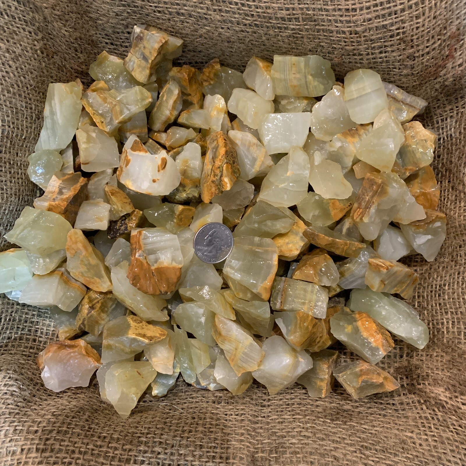 500 Carat Lots of Green Onyx Rough – Plus a Very Nice FREE Faceted Gemstone