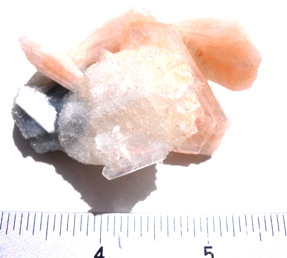 Perfect Stillbite Crystals on Calcite, 2×1.5 inches, India