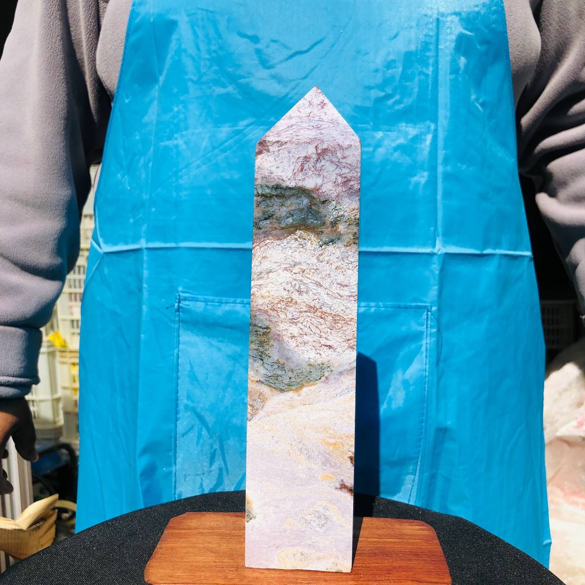 3 pieces 5.3LB Natural Aquatic Agate Crystal Pillar Quartz obelisk Healing 2695
