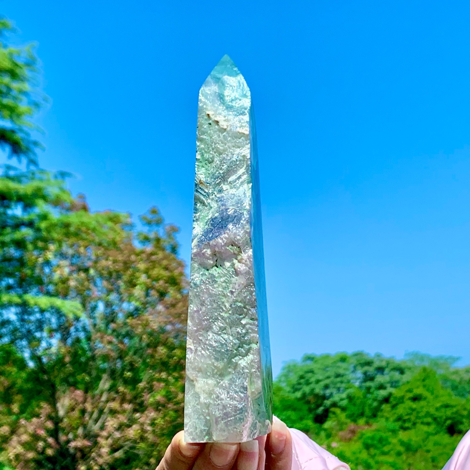 1.92LB Rare Natural Fluorite Quartz Crystal Freeform Mineral Specimen Healing