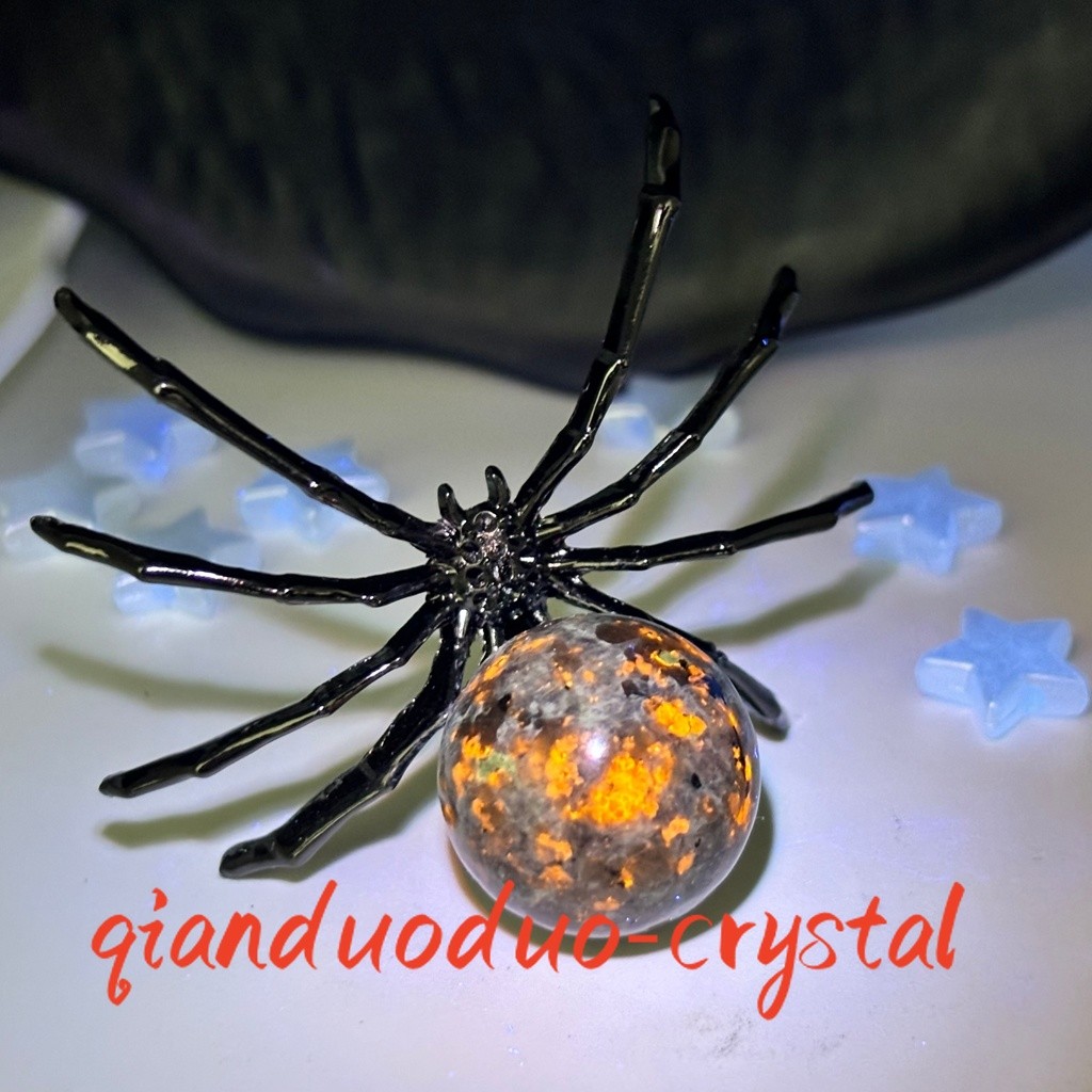 Natural Yooperlite Quartz hand Carved Spider skull crystal Reiki Gift Decor 1pc
