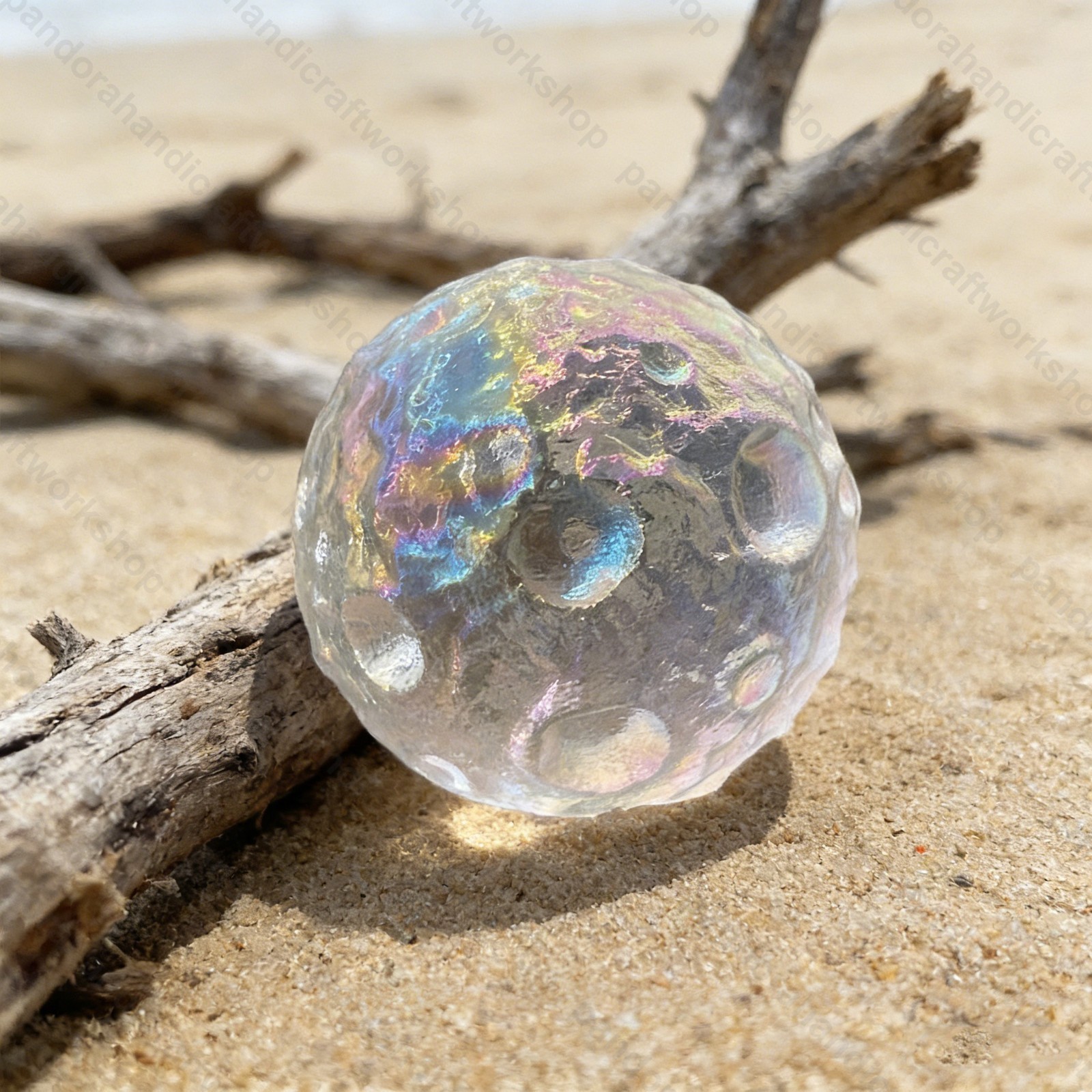 Titanium Rainbow Moon Angel Aura Quartz Full Moon Sphere Healing Home Decoration