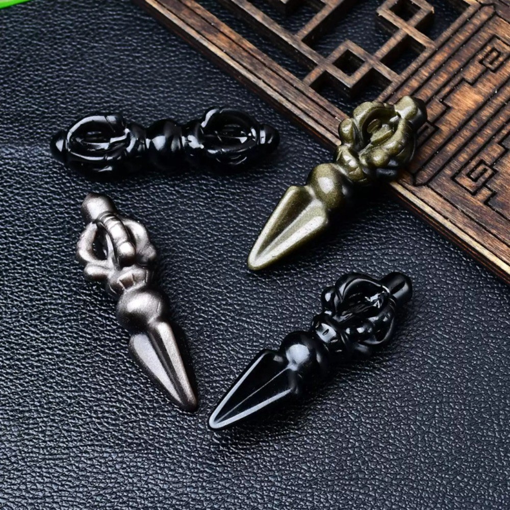 Natural Obsidian Vajra Phurba Crystal Carving Protection Healingstone Decor Gift
