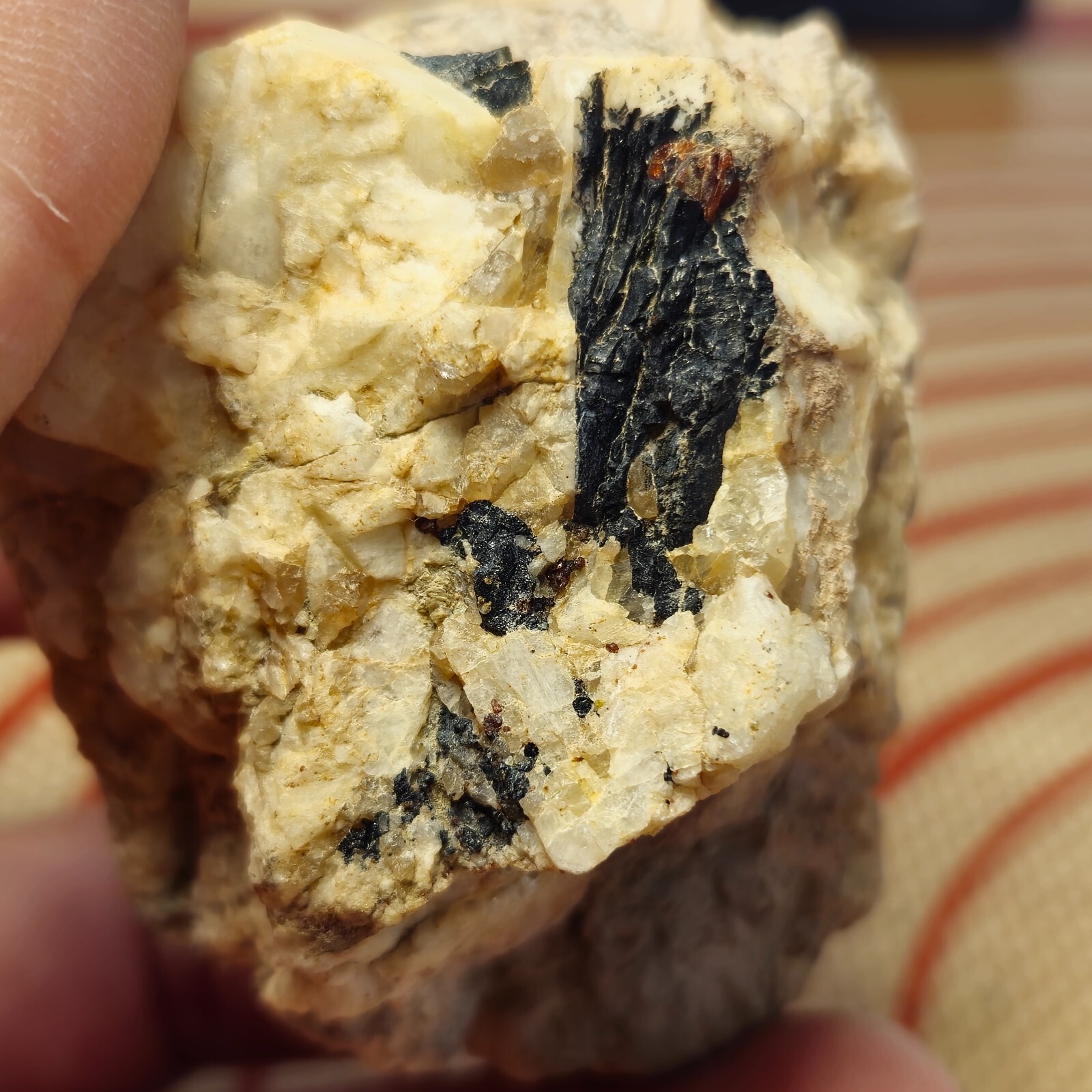 Feldspar Tourmaline W/Garnets Specimen From Mountains of San Diego, California