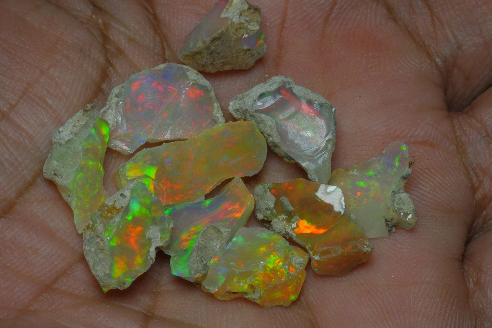 Natural Ethiopian Opal Parcel (10 Pieces, Multicolor Rough Opals)