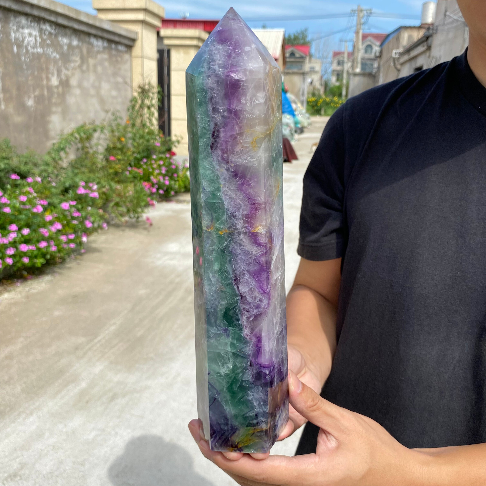 5.9lb Natural Fluorite Crystal Column Magic Wand Obelisk Point Earth Healing