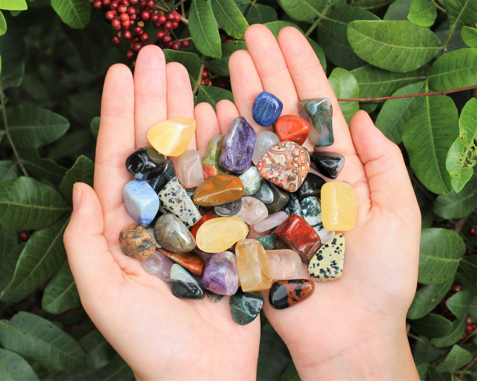 Assorted Tumbled Stones 1/2 lb Wholesale Bulk Lot SMALL 8 oz (About 50) Mixed