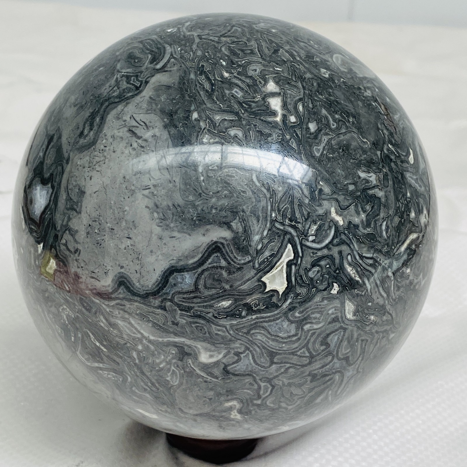 Natural Picasso Jasper Sphere Black Gray Crystal Ball Healing 2640G (5.82LB)
