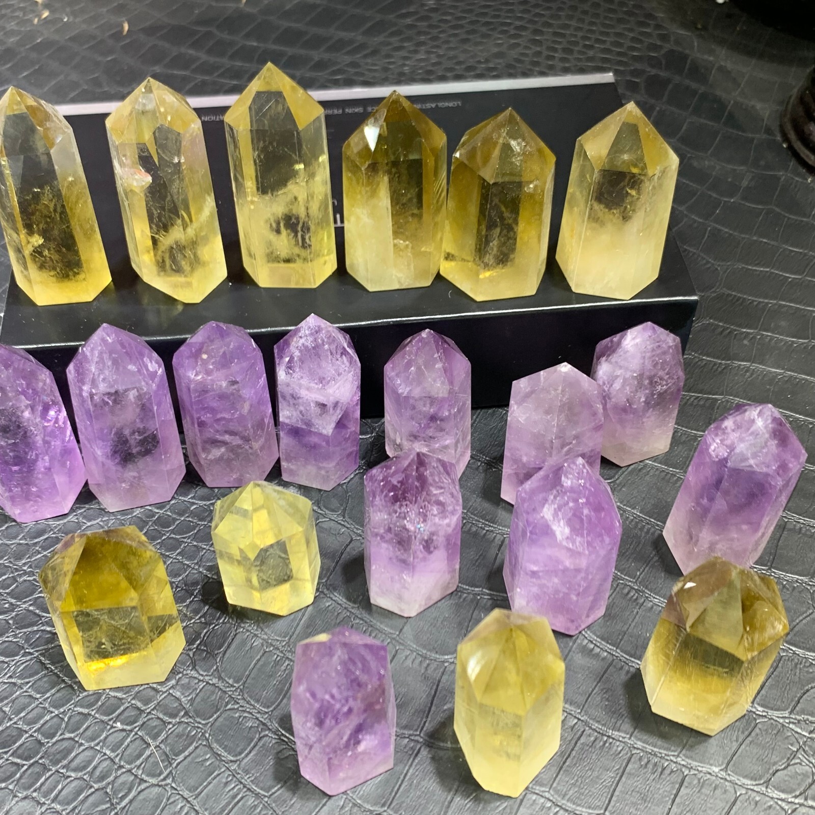 20pcs Natural amethyst citrine quartz obelisk crystal wand point healing random