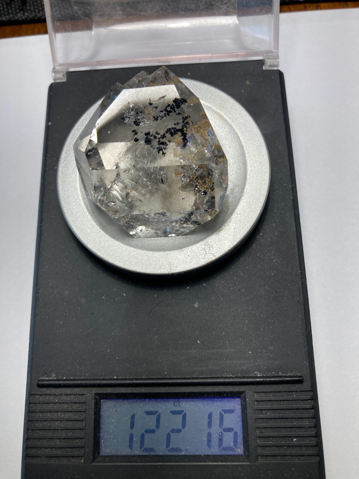 Herkimer NY AA + Diamond NEW TREASURE BOX 36mm x 29mm, 122.16 ct sec C2