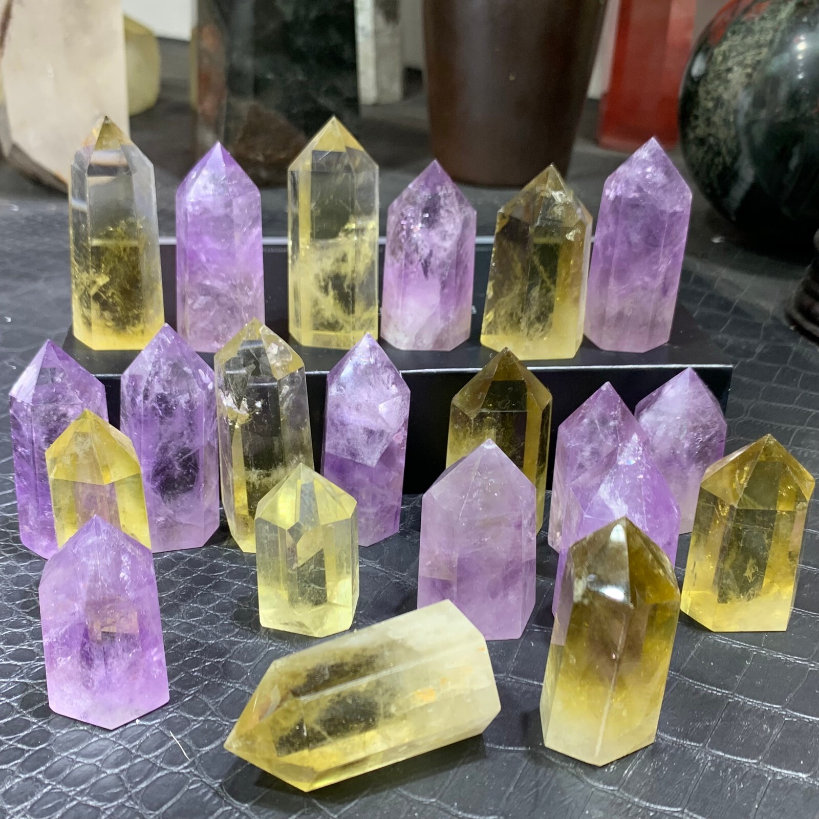 20pcs Natural amethyst citrine quartz obelisk crystal wand point healing random