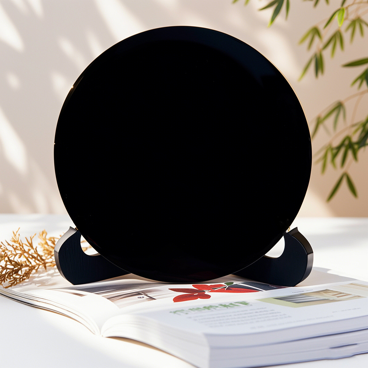 Polished Black Obsidian Crystal Scrying Mirror Healing Energy Home Decor Gift