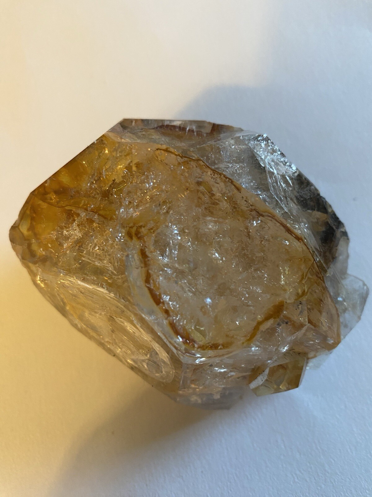 Citrine Herkimer Quartz DT Crystal Fenestrations 3×2.5 Inches, highly reflective