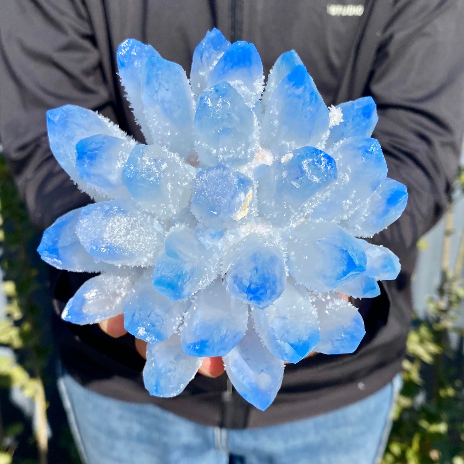 2.04LB New find blue phantom crystal quartz cluster mineral specimen healing