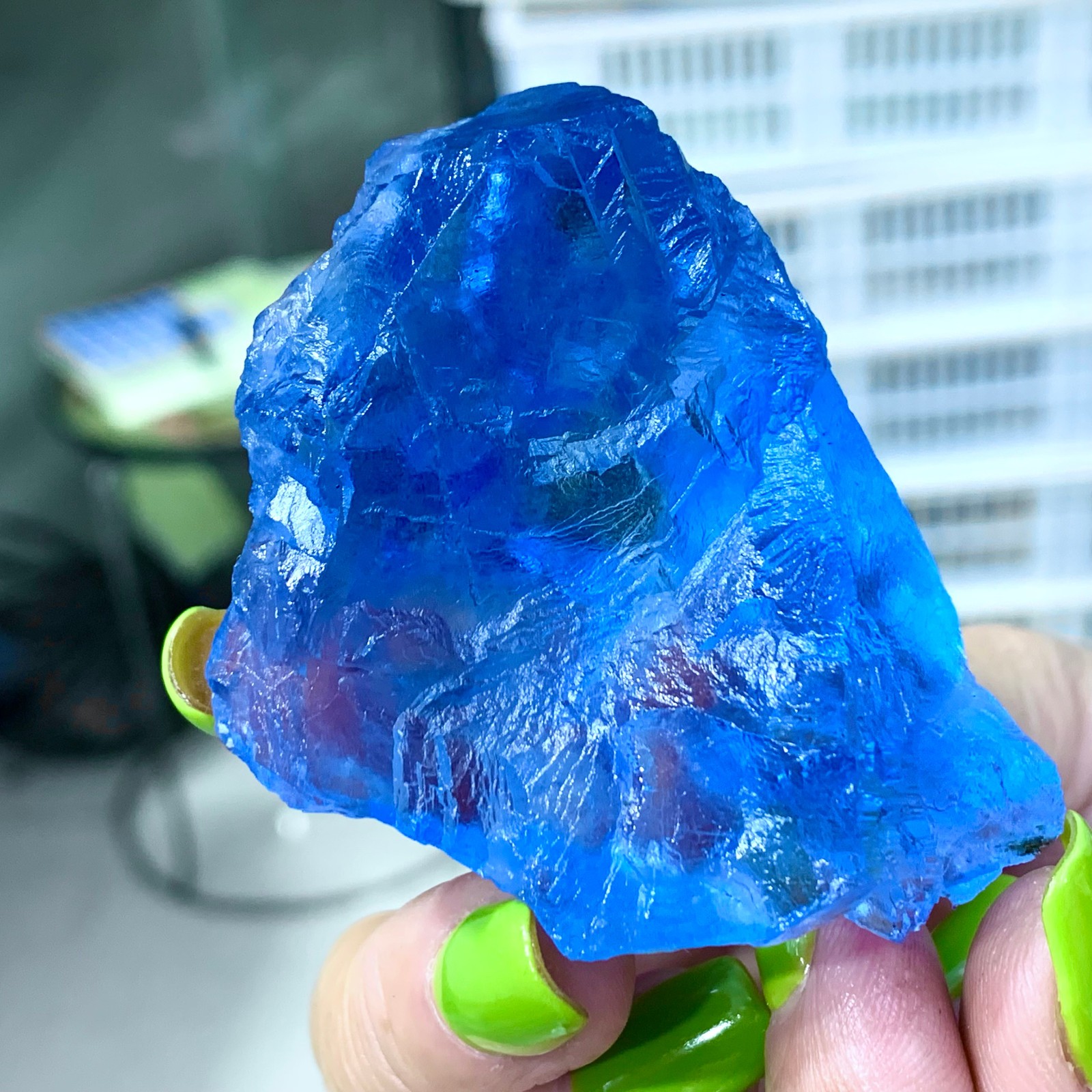 98G Rare transparent blue fluorite cubic mineral crystal sample/China