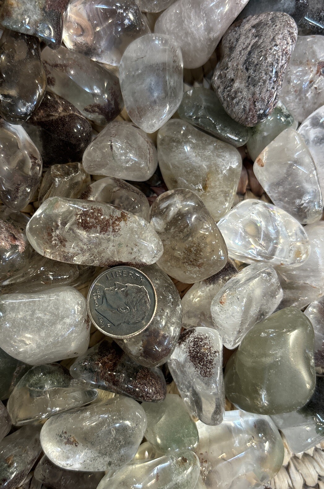 10 Pieces Of Tumbled Inclusion Quartz Average Size 10 Grams