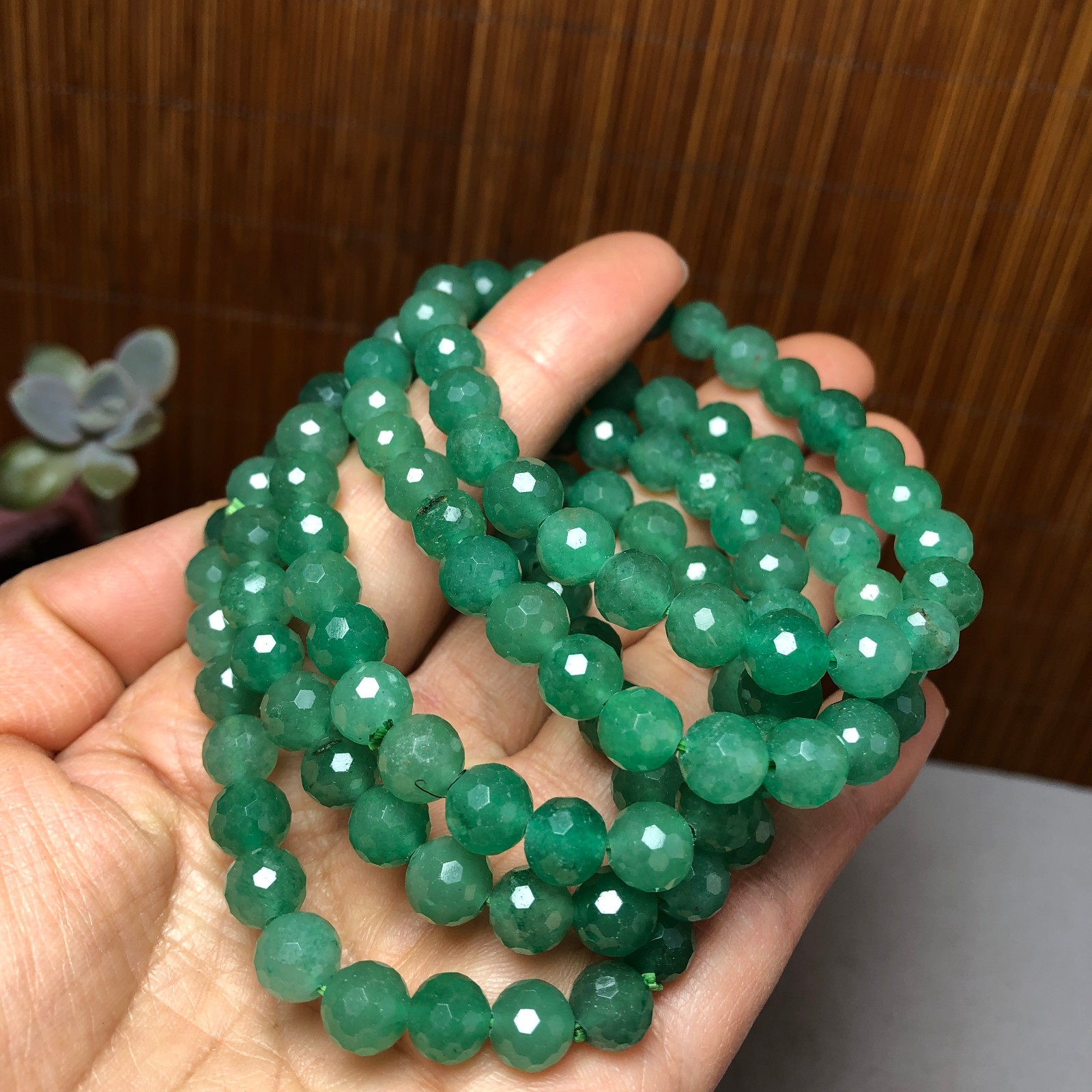 5Pcs Natural Aventurine Quartz bracelets Crystal ball sphere facet 8mm A3426