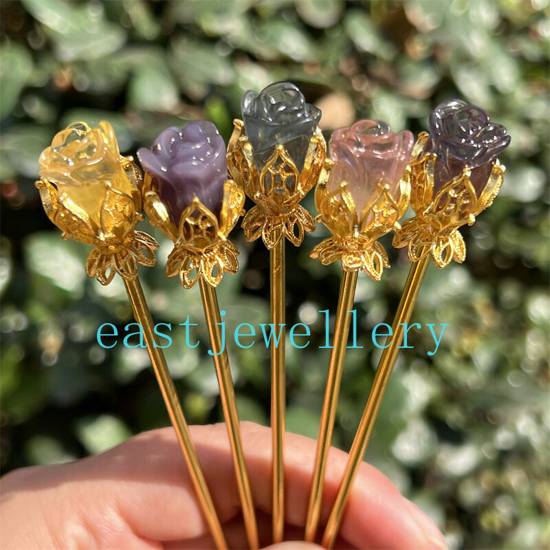 5pcs Natural Fluorite Rose flower skull Quartz Crystal Skull Reiki Healing Gem