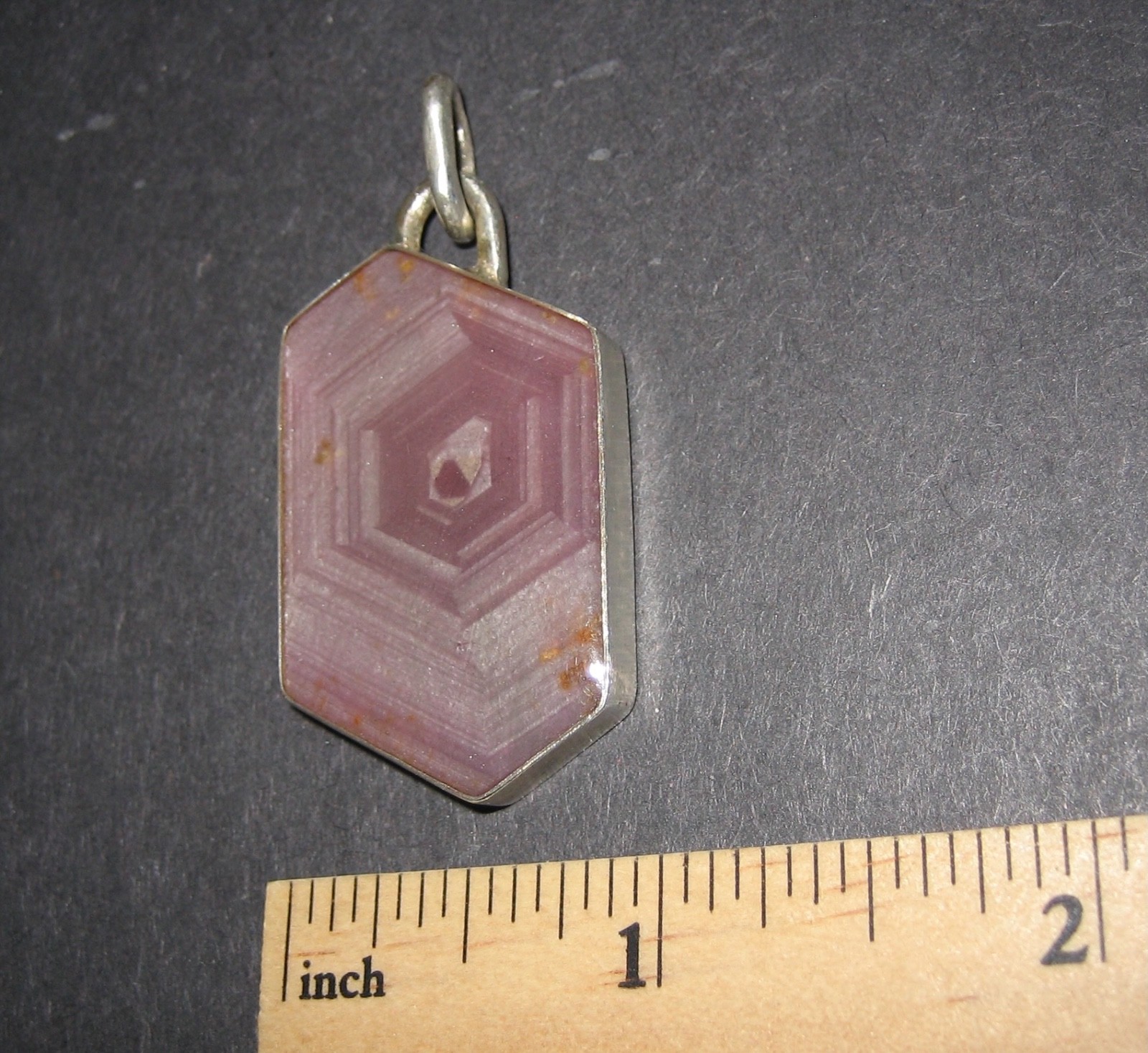 36mm x 22mm RUBY CRYSTAL STONE MINERAL SILVER PENDANT TANZANIA W/ RESIN COATING