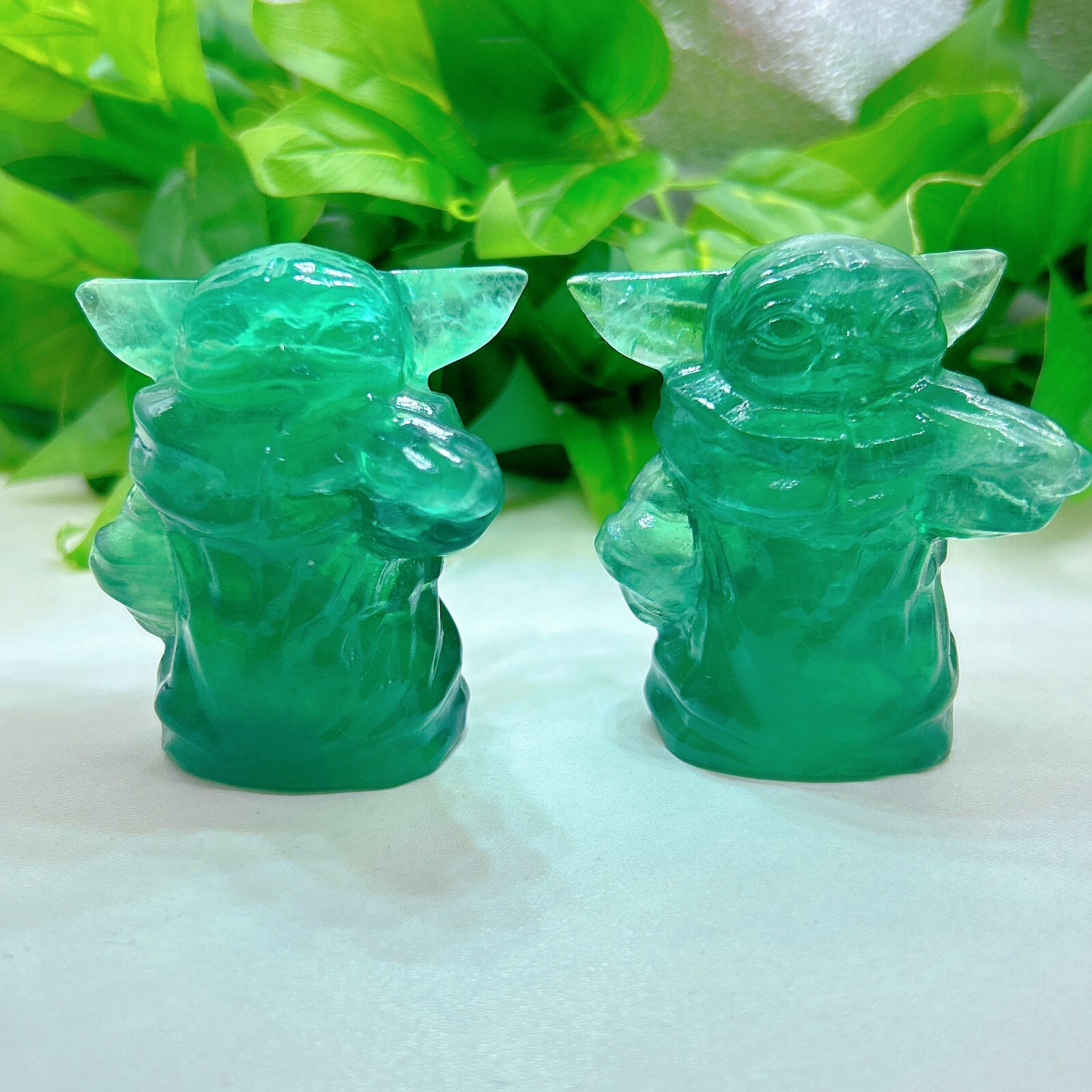 Natural fluorite Yoda Hand Carved crystal Healing