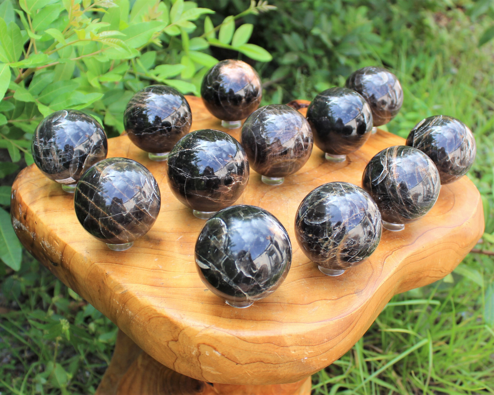Black Moonstone Crystal Sphere LARGE 2″ Sphere + Stand (Black Moonstone Sphere)