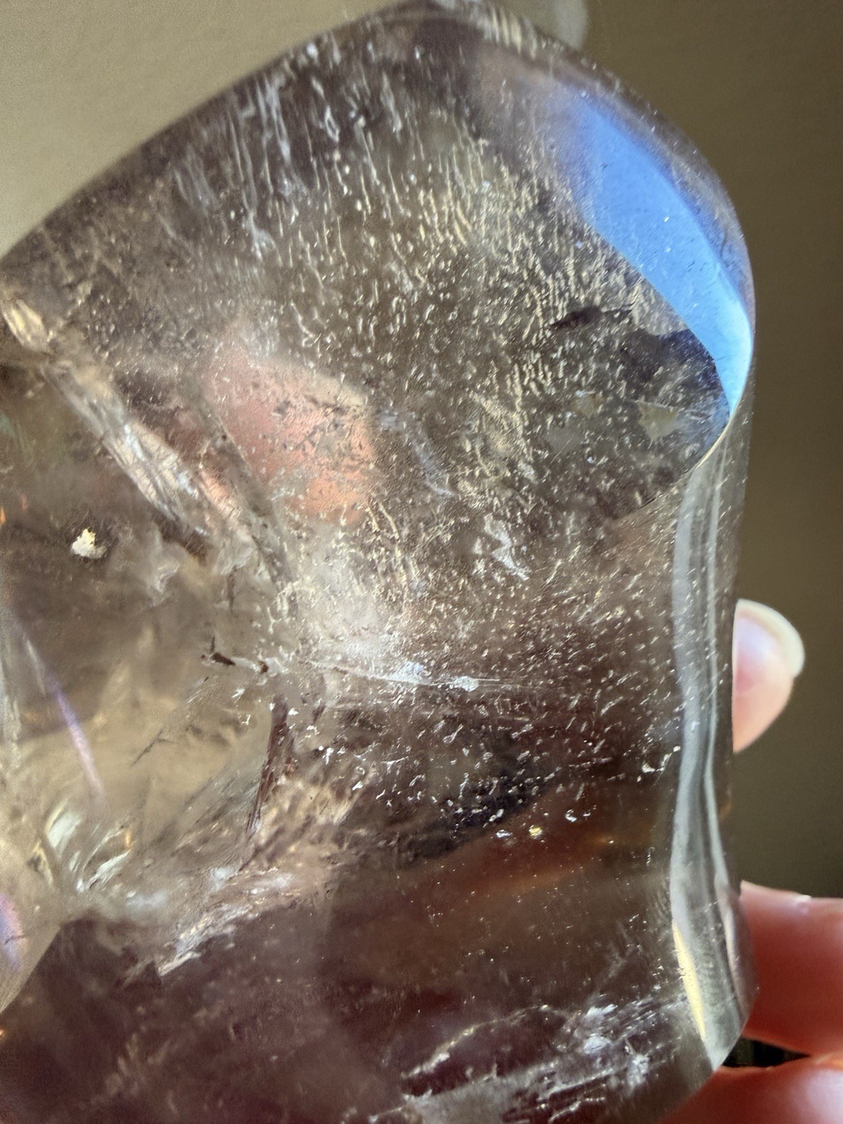 1lb 3.5oz Smokey Quartz Crystal Flame Polished Freeform Translucent 4inch Tall