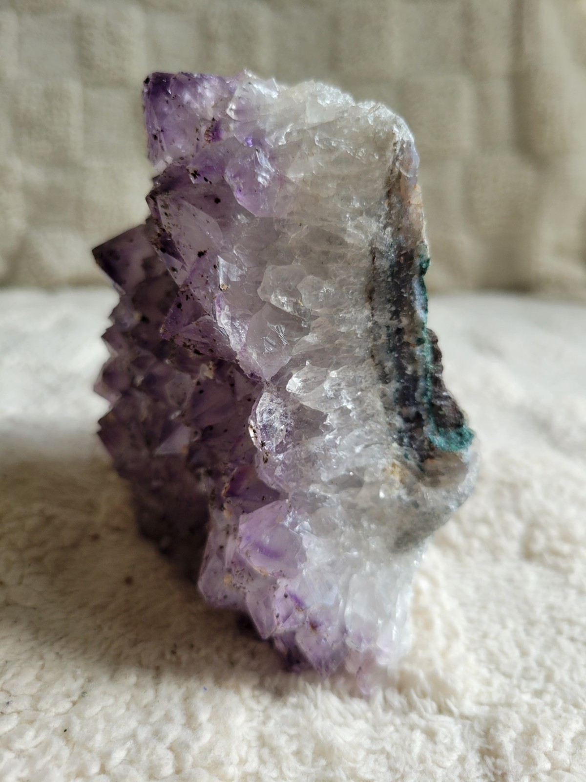 4.3 LB Standing Amethyst Cluster, Brazilian Druzy Geode w Cut Base