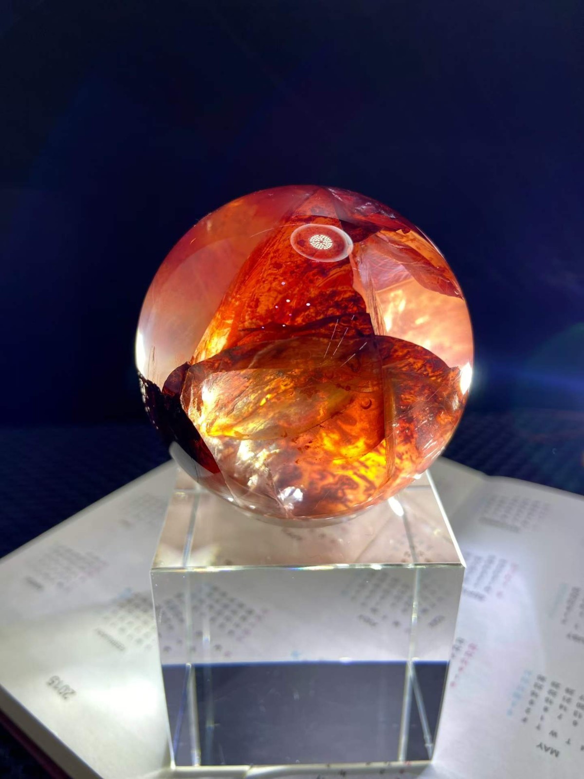 57mm Natural Fire quartz sphere crystal polished ball Reiki energy healing gift