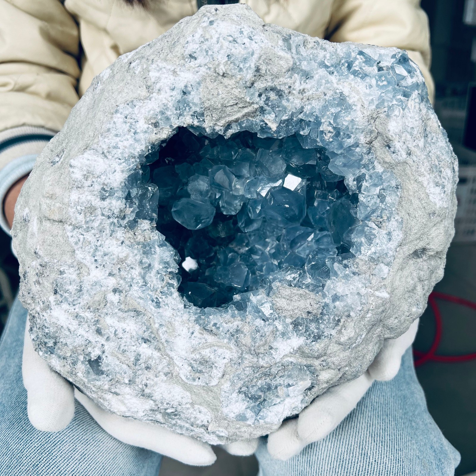 22LB TOP Natural blue geode quartz cluster crystal Mineral specimen healing