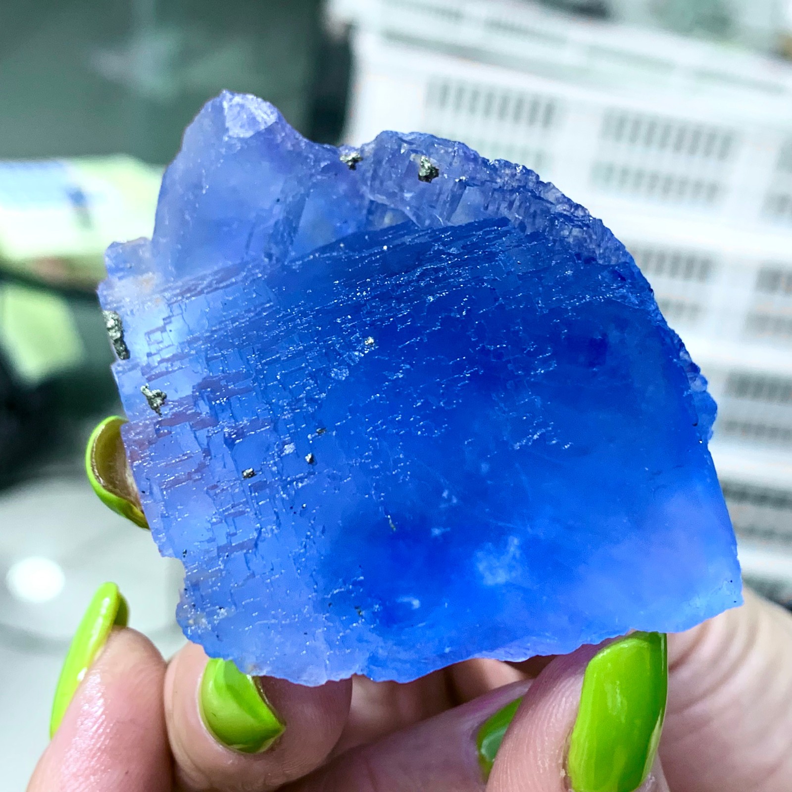 97G Rare transparent blue fluorite cubic mineral crystal sample/China