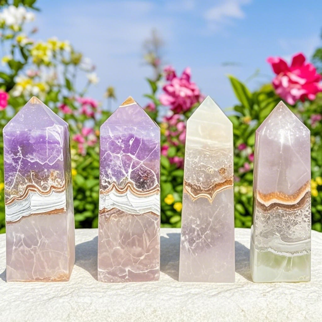8-9cm Amethyst Lace Agate Crystal Tower Healing Crystal Obelisk Mineral Specimen