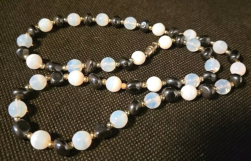 Hematite Opalite Beaded Bracelet Crystal Healing Fashion Jewelry Gift Energy