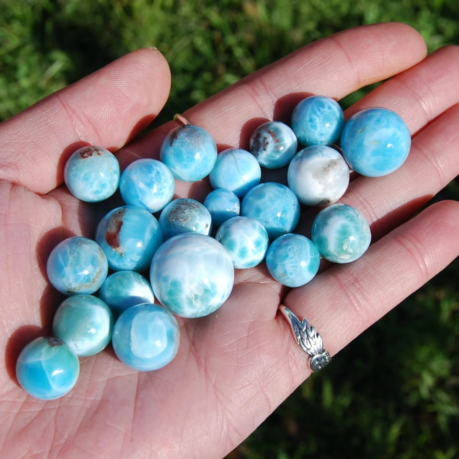 ONE AAA Mini Larimar Gemstone Crystal Sphere, Dominican Republic