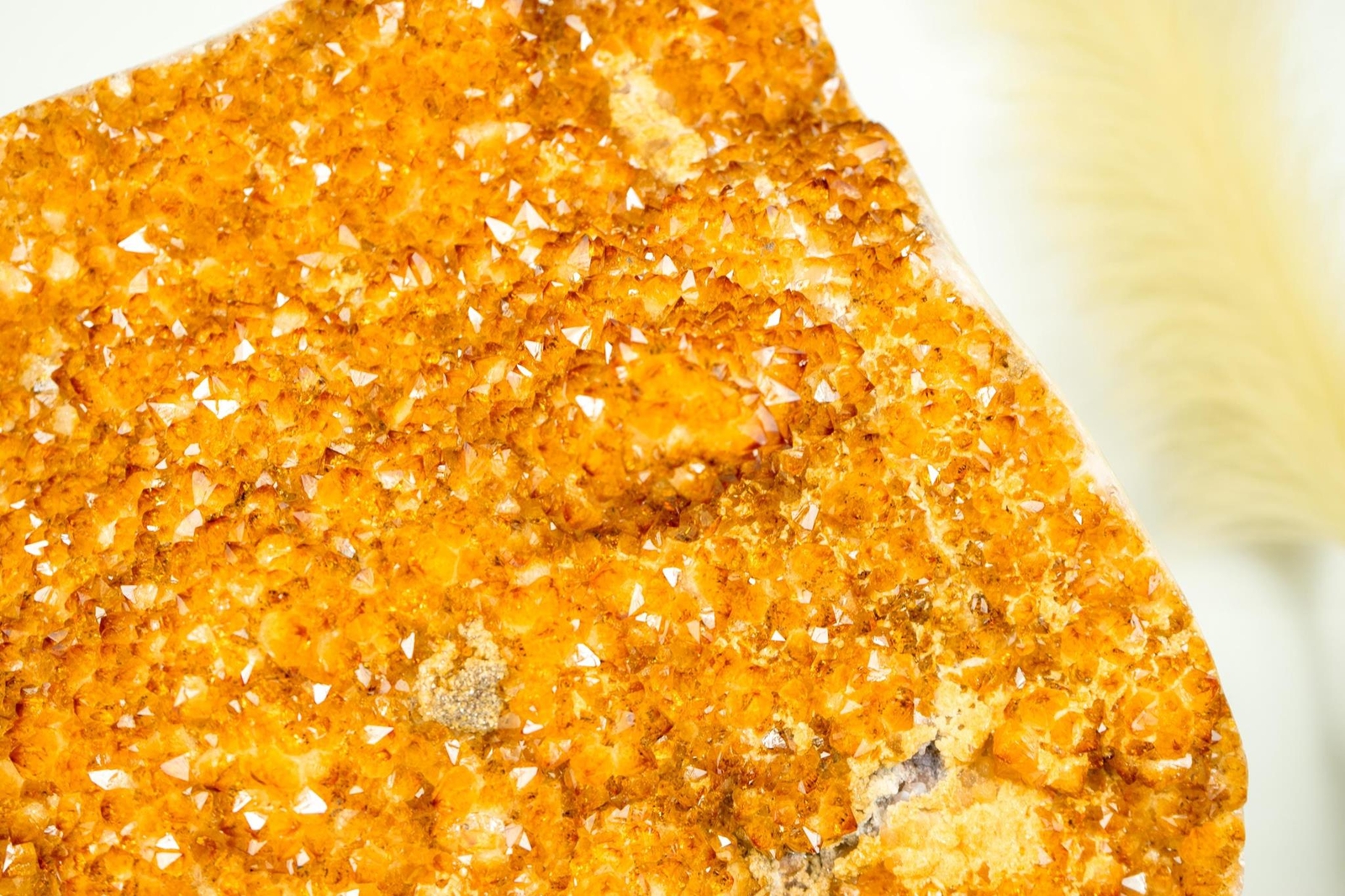 Large Citrine Cluster with Golden-Orange Druzy and Calcite after Galaxy Citrine