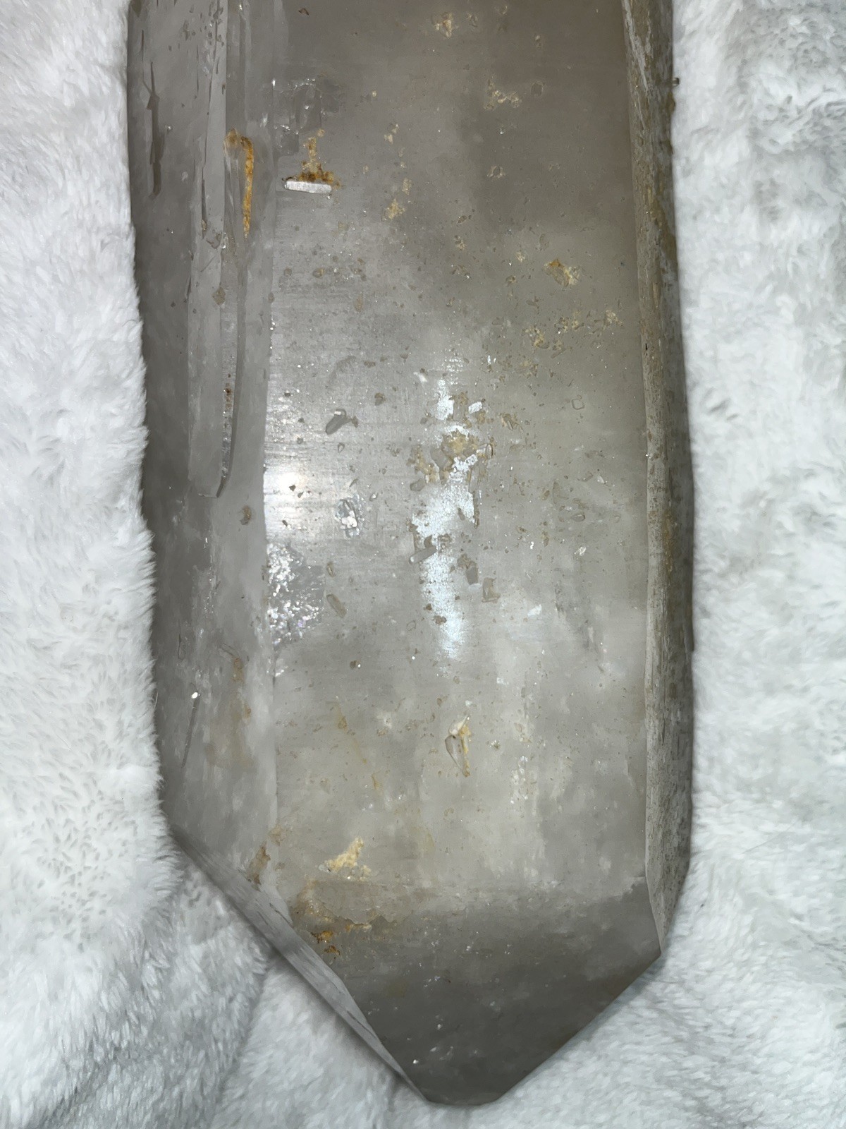 12+pound double terminated completely natural, quartz crystal 14 X 5 X5 inches