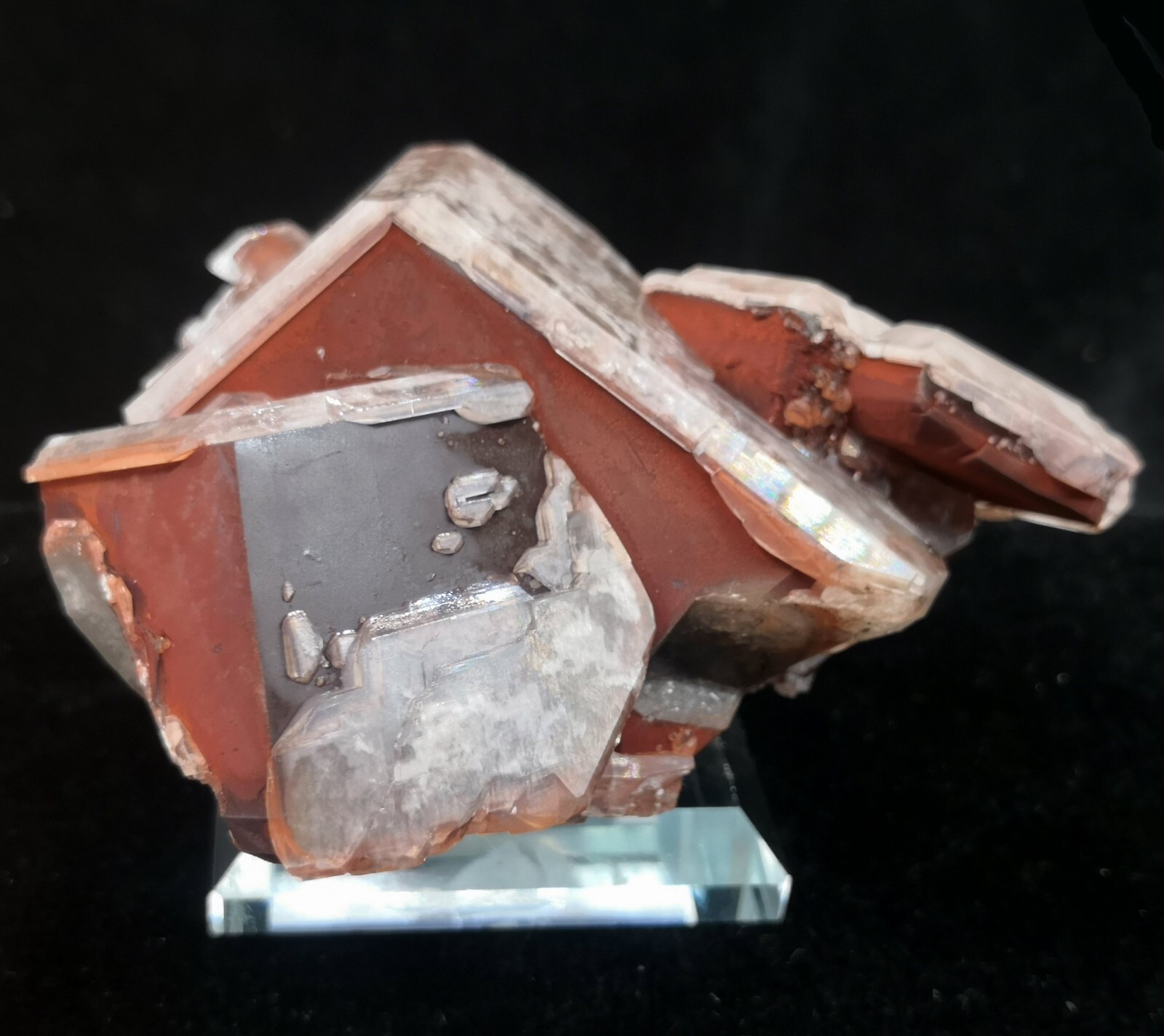 91mm 274g Clear Calcite on Chocolate color Calcite, Natural Mineral Specimen