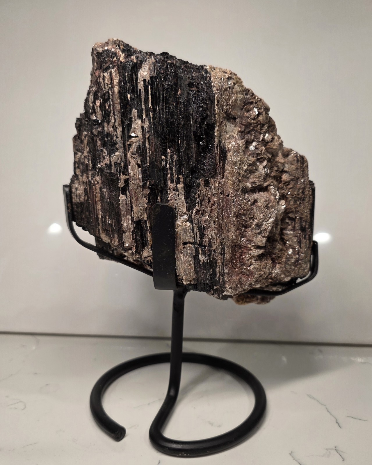 7LB 7″ Natural Black Tourmaline Cluster Mineral Specimen Healing WITH STAND