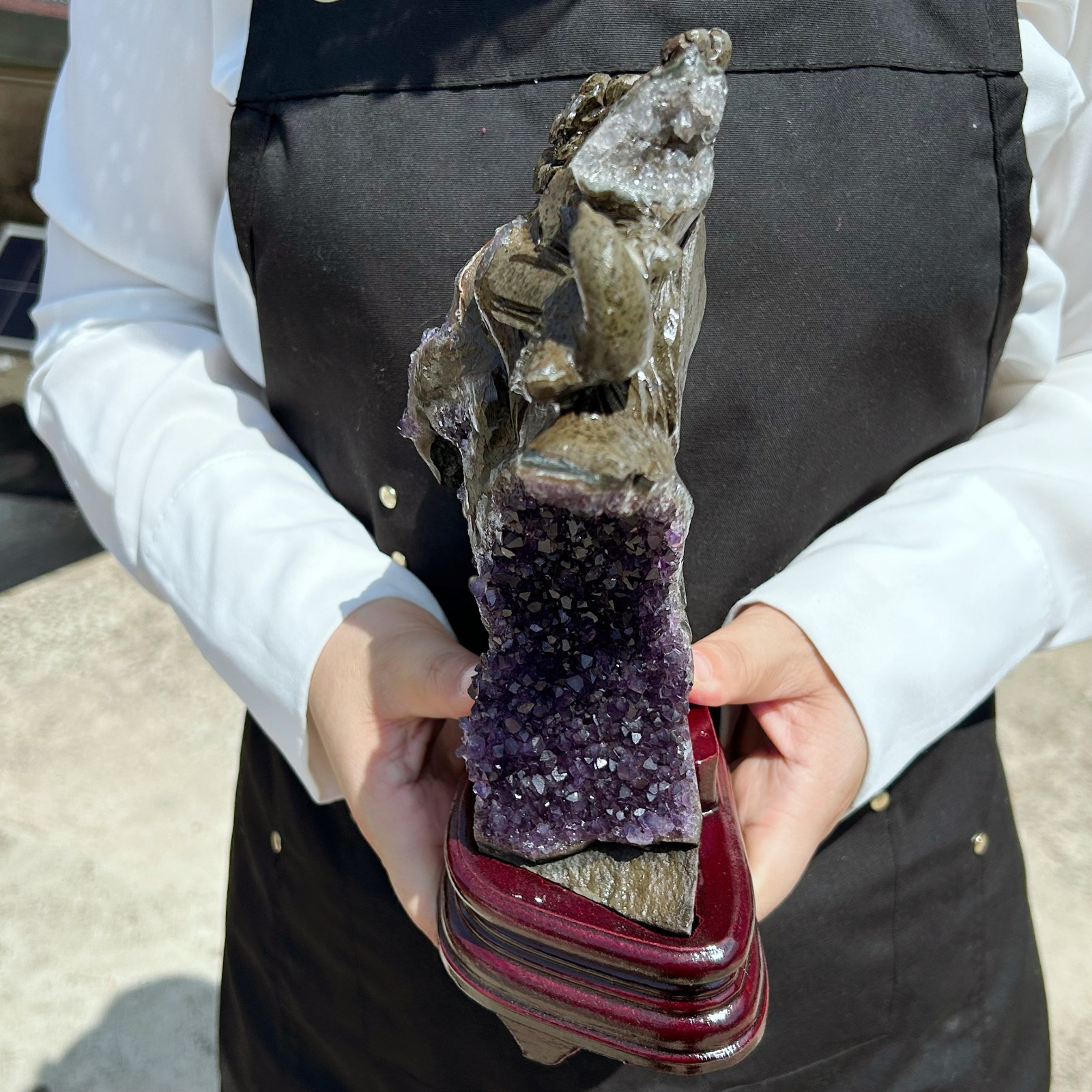 4.1LB Natural Amethyst Clusters Quartz Mineral Hand-Carved magpie Healing A217