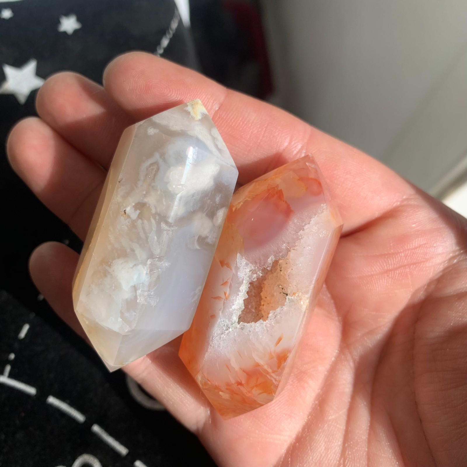 89g 2pcs Flower Agate Double-Terminated Wand Crystal Anxiety Relief Energy Work
