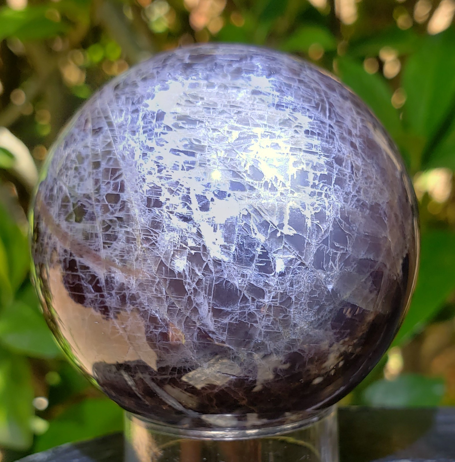 2.13″ Black Moonstone Silver Flash Crystal Sphere Orb Ball, 215g or 7.6 oz