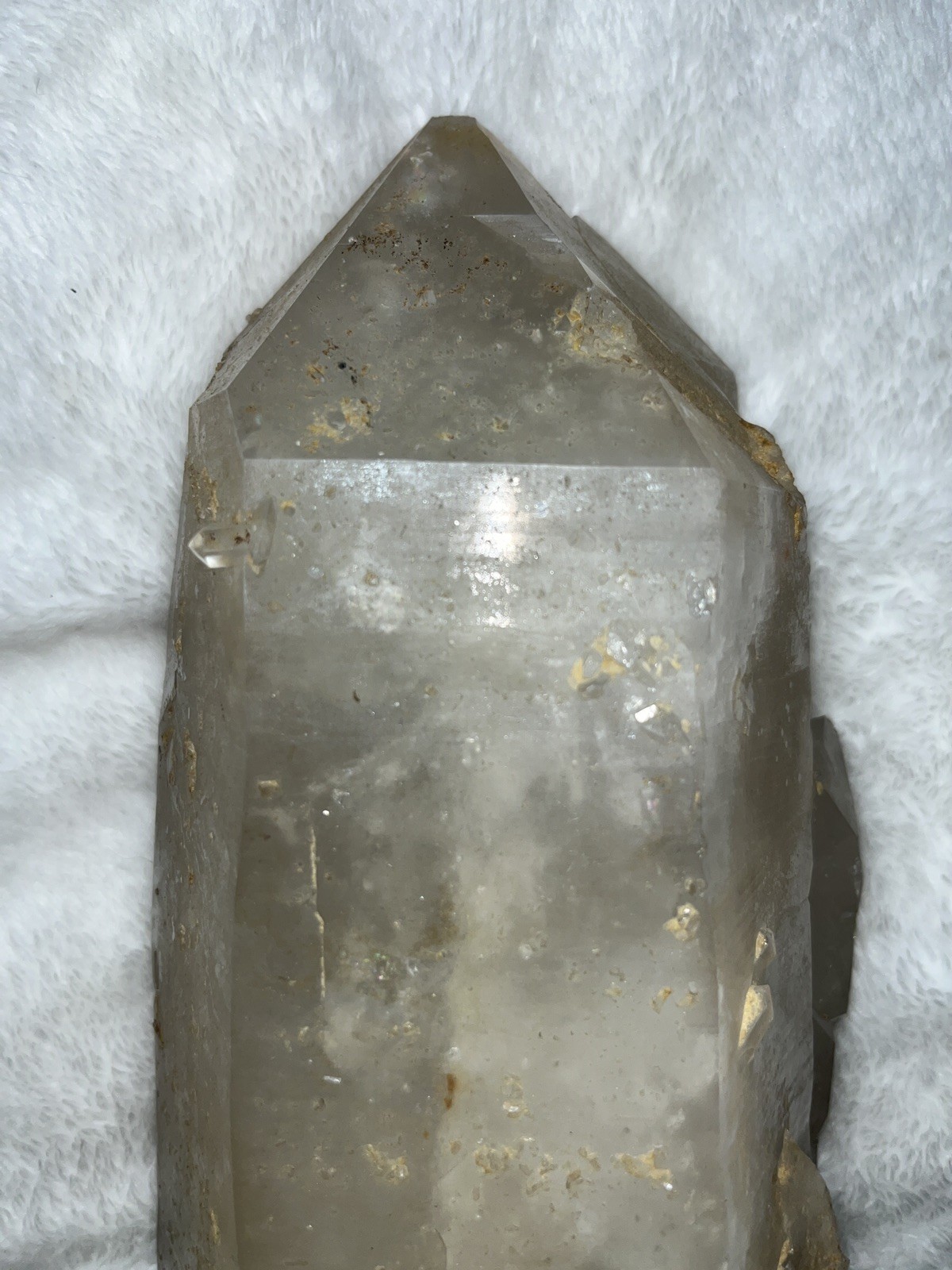 12+pound double terminated completely natural, quartz crystal 14 X 5 X5 inches