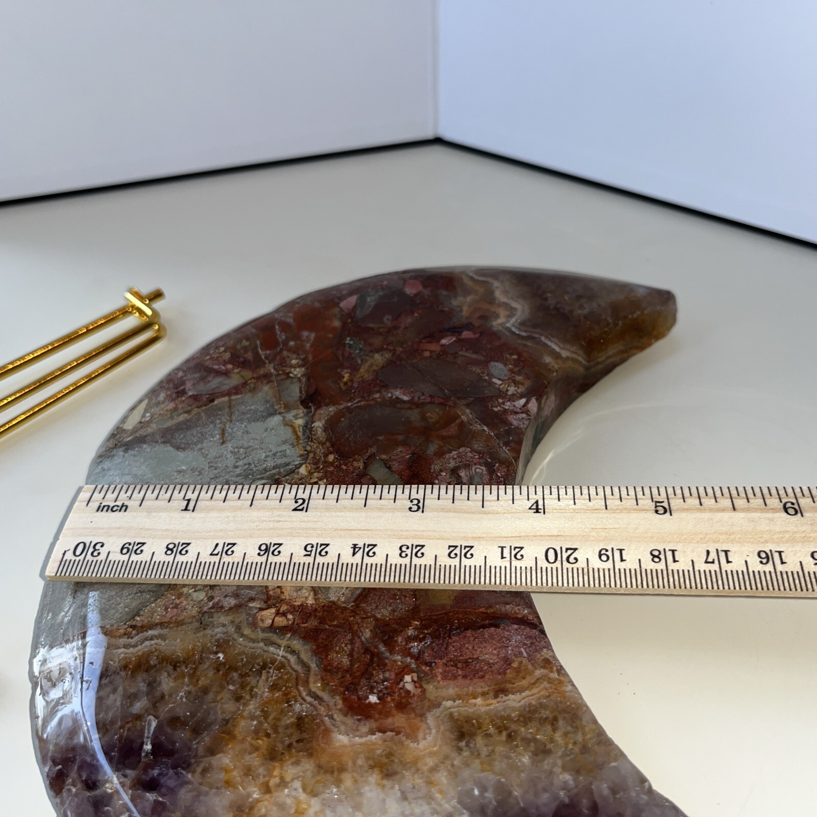 Amethyst Mixed Material Moon With Stand