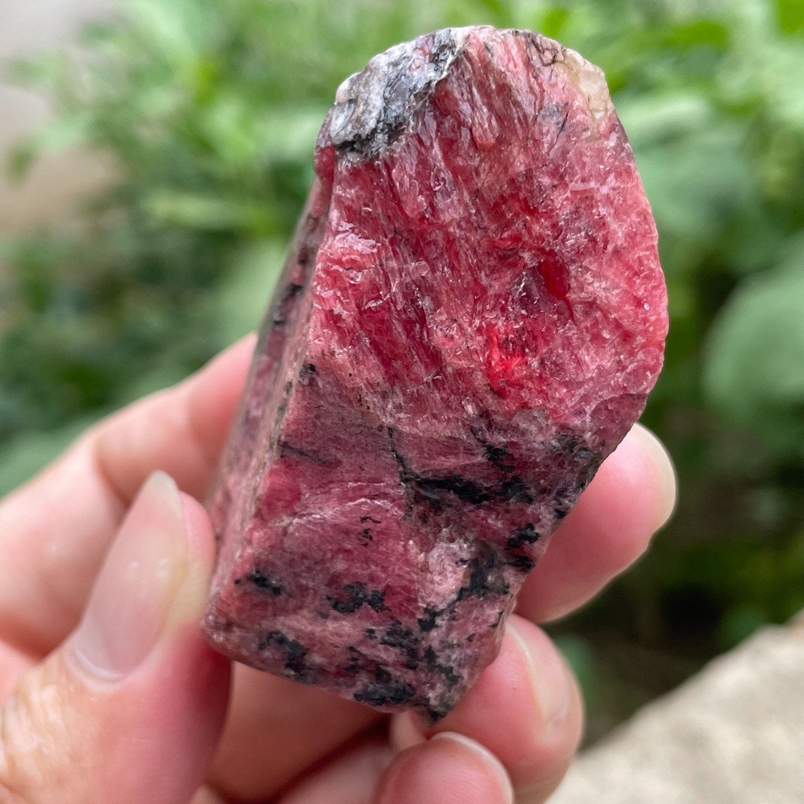 135g Small Raw Ore Red Black Rhodonite Quartz Gemstone Mineral Specimen
