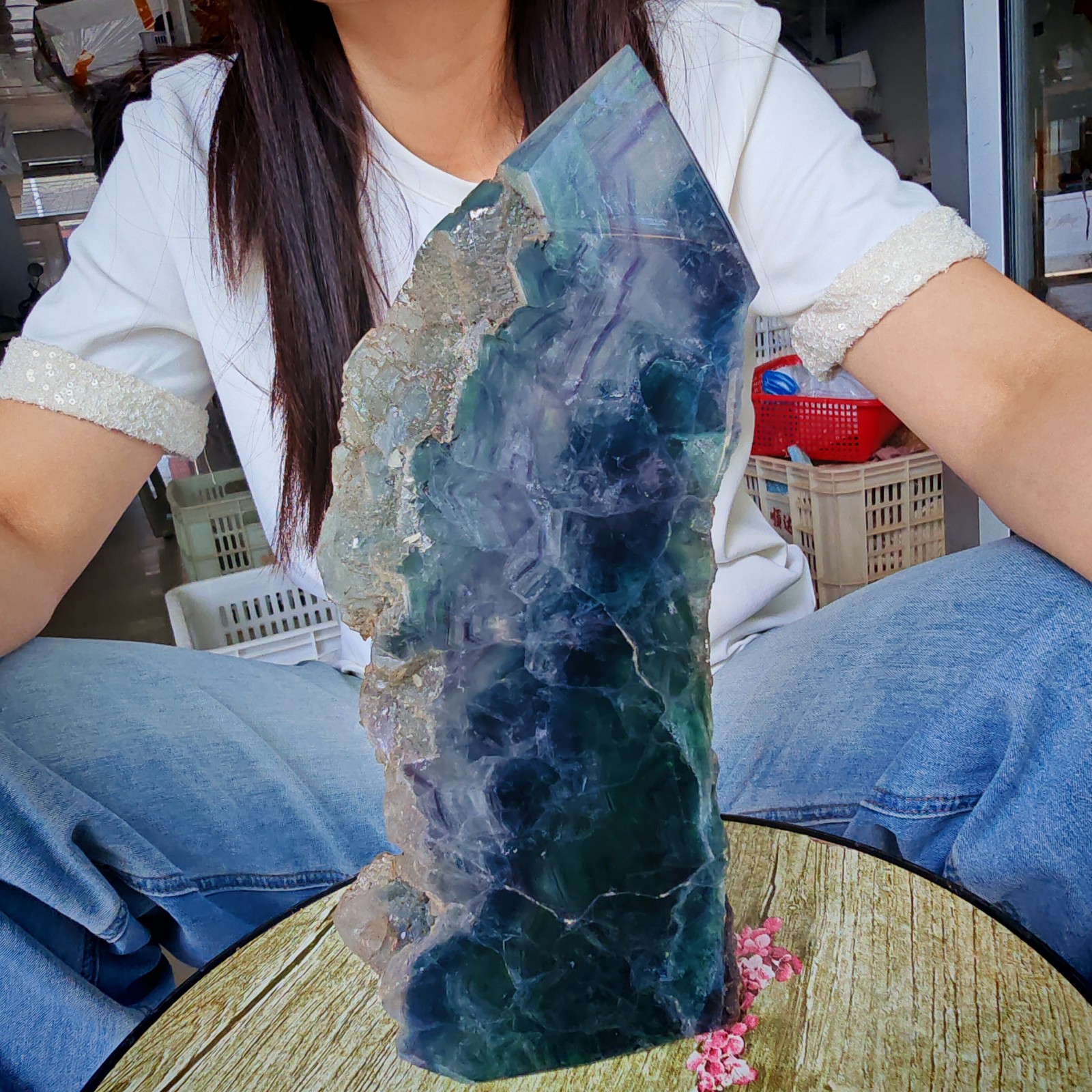 3.85LB Restoration of Natural Colored Fluorite Crystal Specimens 1750g