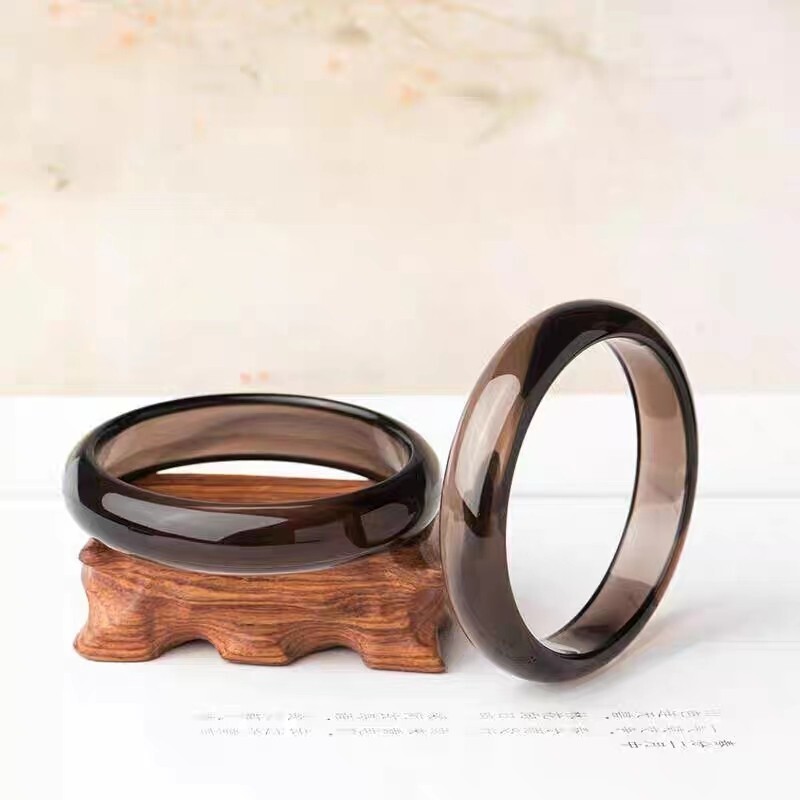 Natural ice Gray Light Black Obsidian Crystal Power Bangle Inner Diameter 59cm
