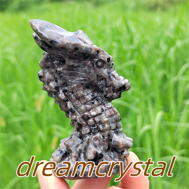 3″ Natural Yooperlite Dragon Skull Carved Quartz Crystal Reiki Energy Skull 1pc