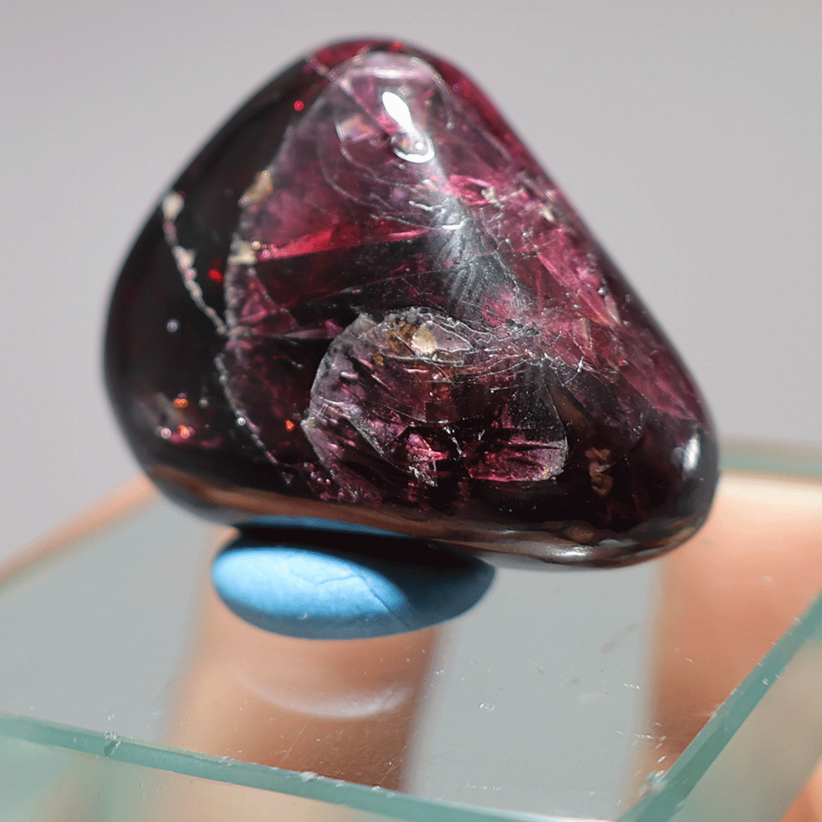 A Window Into Fire— Molten Core Garnet Palm Stone— One-Of-A-Kind Pocket Crystal